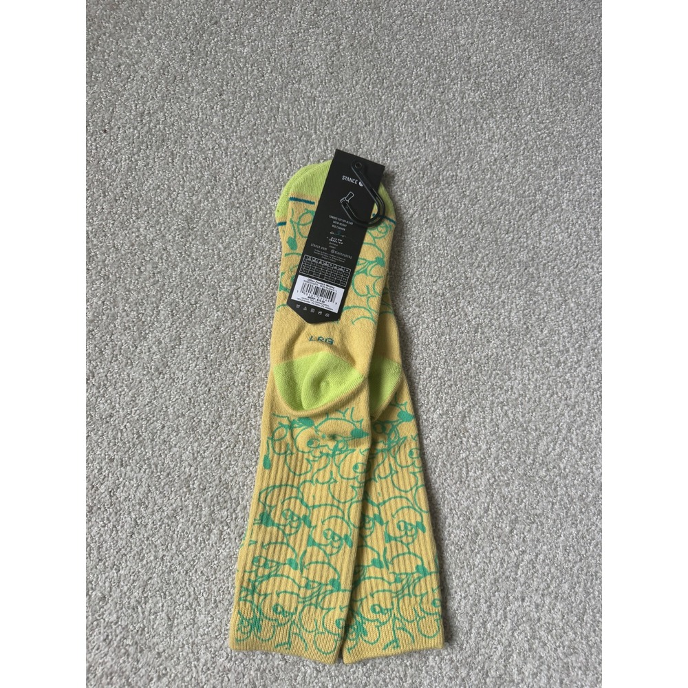 Stance Socks Mens Size L Yellow Disney Mickey Mouse Crew Ribbed Casual